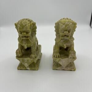 Carved Soapsone Foo Dog Pair‎ 4LB Book Ends